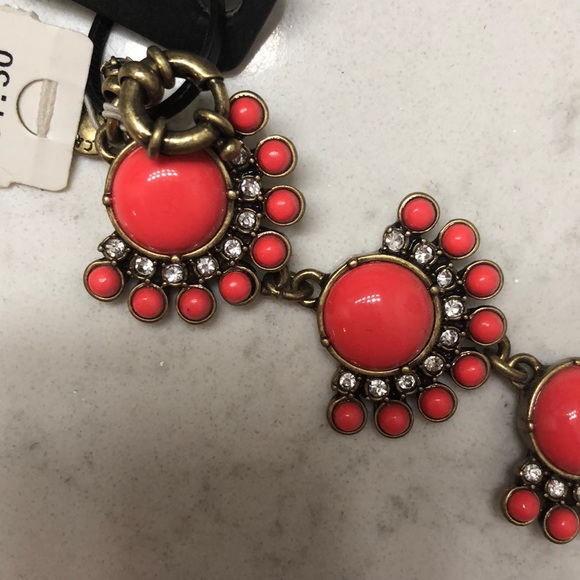 J. Crew Coral and Gold Stone Studded Bracelet - Picture 2 of 3